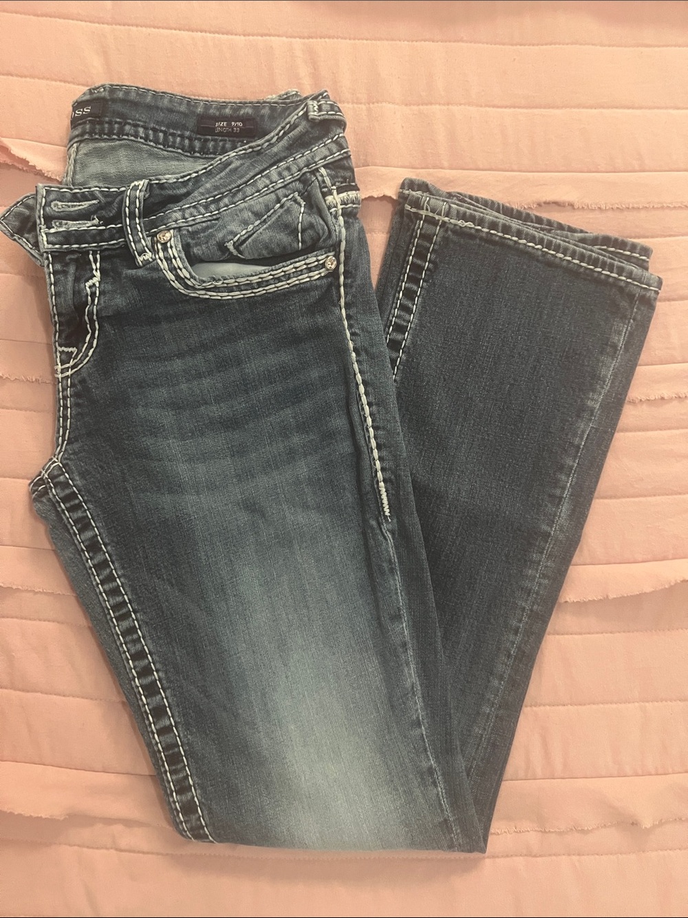 Vigoss Dark Wash Boot Cut Jeans with Contrast Stitching